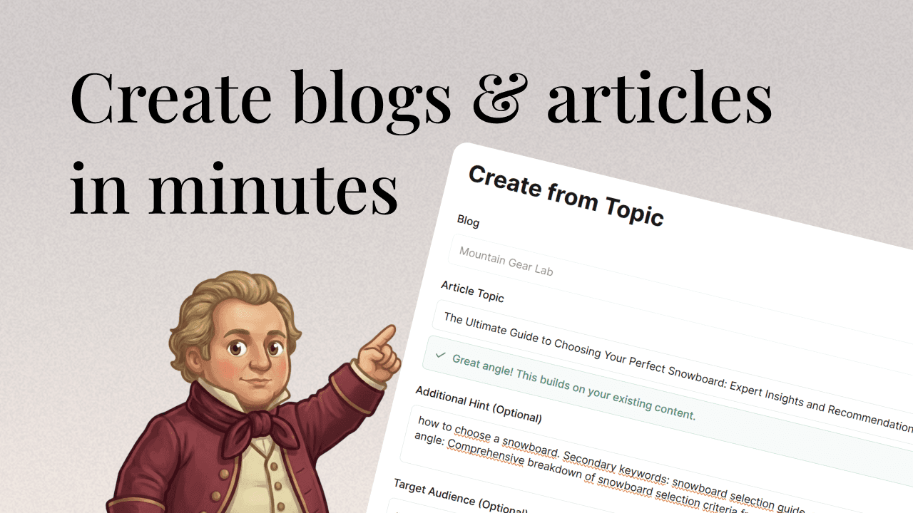 ShopiWrite topic input form — enter a keyword to start article generation